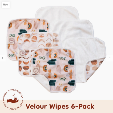 Bamboo Velour and Athletic Wicking Jersey Cloth Wipes 6-Pack